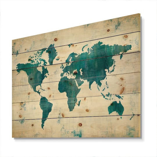 Designart - Discover the World Map in Blue